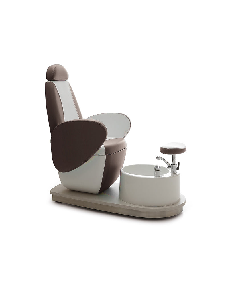 Edge - Brown and white pedicure chair - Built-in footbath